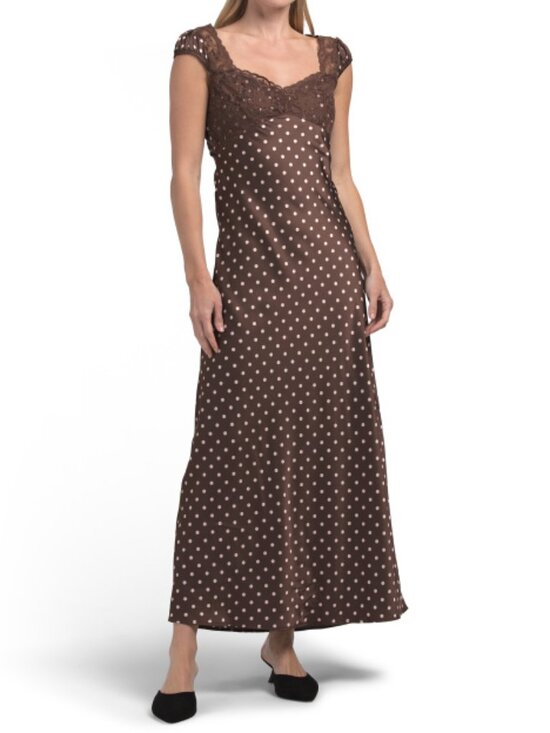 Thirty Thirty Dresses & Skirts - THIRTY THIRTY Polka Dot Lace Top Maxi Dress